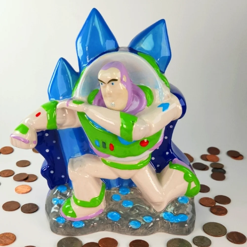 Disney/Pixar BUZZ LIGHTYEAR Coin Bank, VTG 90s EUC